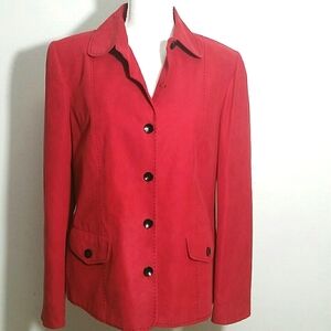 Blazer Alfred Dunner suit jacket red micro suede size 8